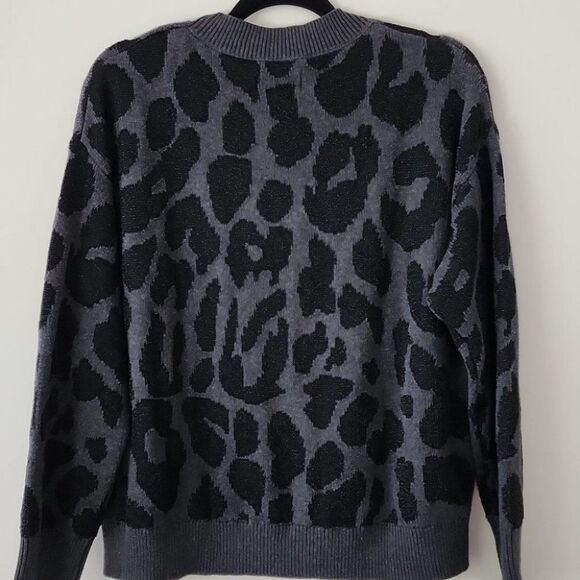 RtA Black Gray Silver Animal Leopard Print  Knit Sweater M (Bx30) - Picture 6 of 7